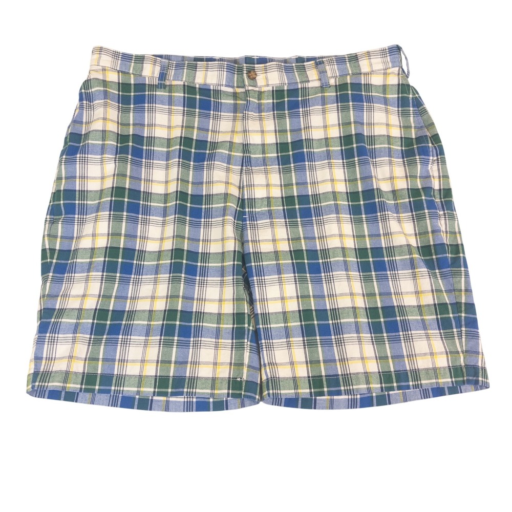Jos. A. Bank Executive Collection Plaid Shorts Mens 42 Blue Green Cotton